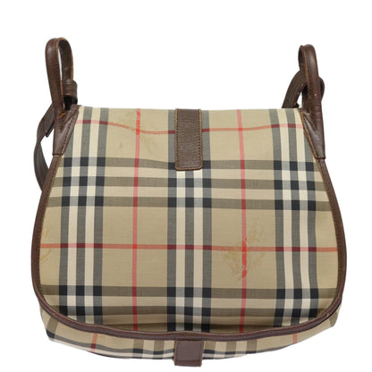 Luxury BurberrySs Nova Check Shoulder Bag Canvas Leather Beige Brown Auth bs16020