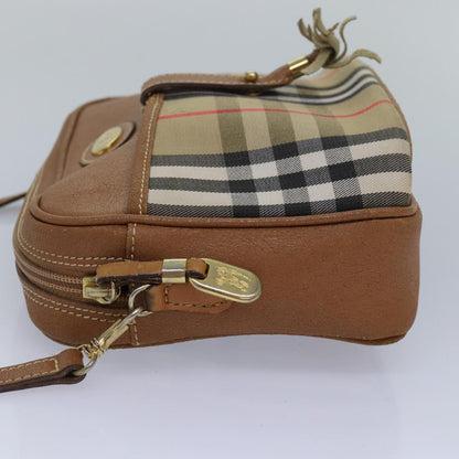 Luxury BurberrySs Nova Check Shoulder Bag Canvas Beige Auth bs16160