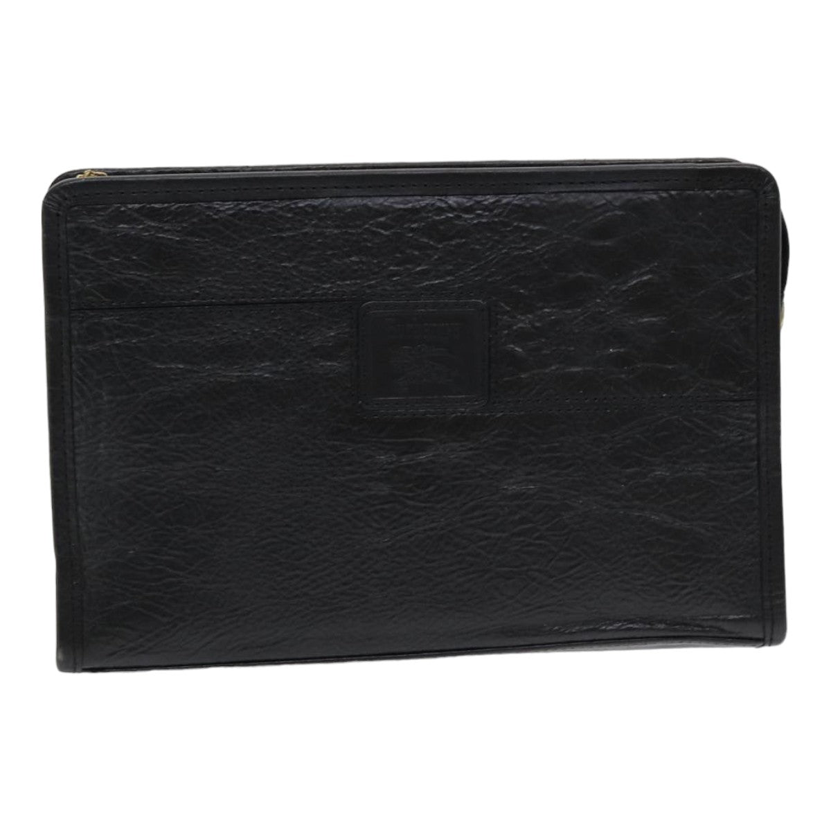 Luxury BurberrySs Clutch Bag Leather Black Auth bs16273