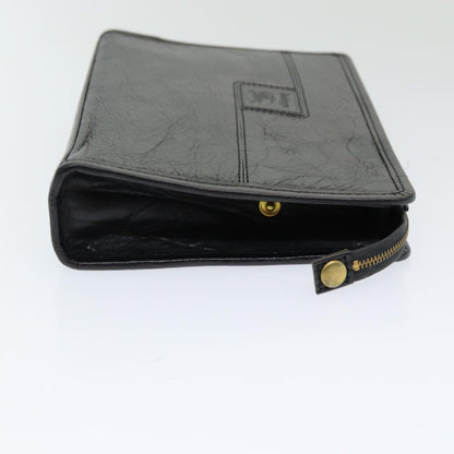 Luxury BurberrySs Clutch Bag Leather Black Auth bs16273