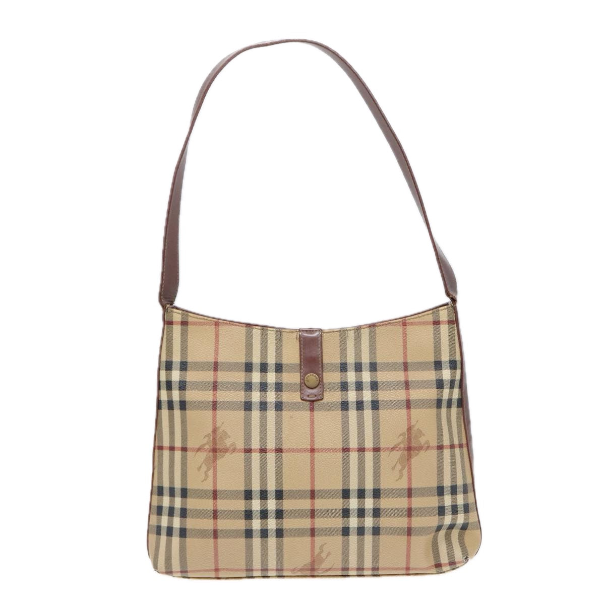 Luxury Burberry Nova Check Shoulder Bag Canvas Beige Auth bs16479
