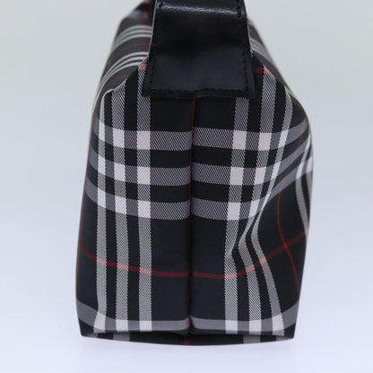 Luxury Burberry Nova Check Hand Bag Nylon Silver Black Auth bs16532
