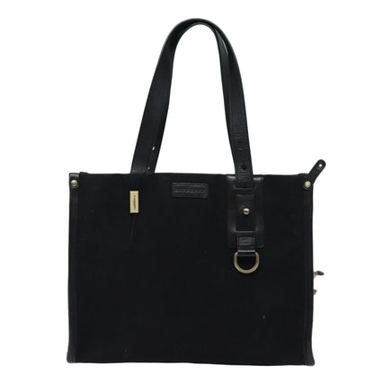 Luxury Burberry Tote Bag Canvas Beige Black Auth bs16580