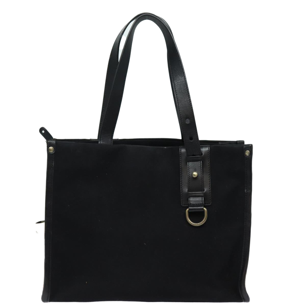 Luxury Burberry Tote Bag Canvas Beige Black Auth bs16580