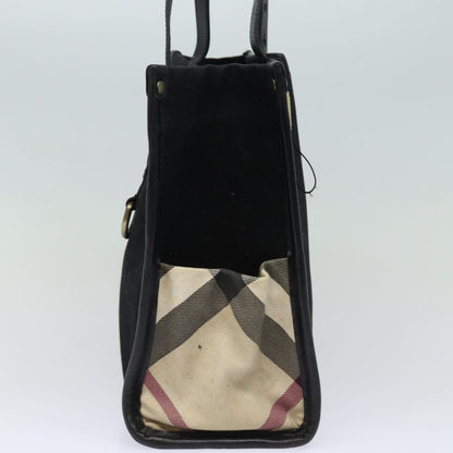 Luxury Burberry Tote Bag Canvas Beige Black Auth bs16580