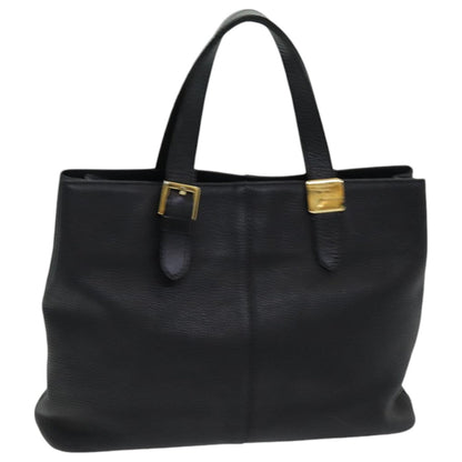 Luxury BurberrySs Hand Bag Leather Black Auth bs16614