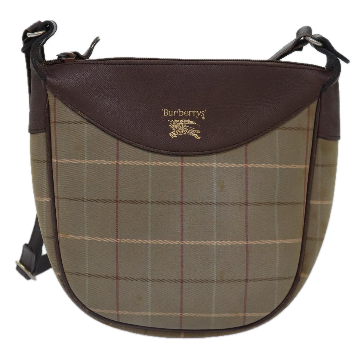 Luxury BurberrySs Nova Check Shoulder Bag Canvas Beige Auth bs16875