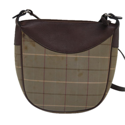 Luxury BurberrySs Nova Check Shoulder Bag Canvas Beige Auth bs16875
