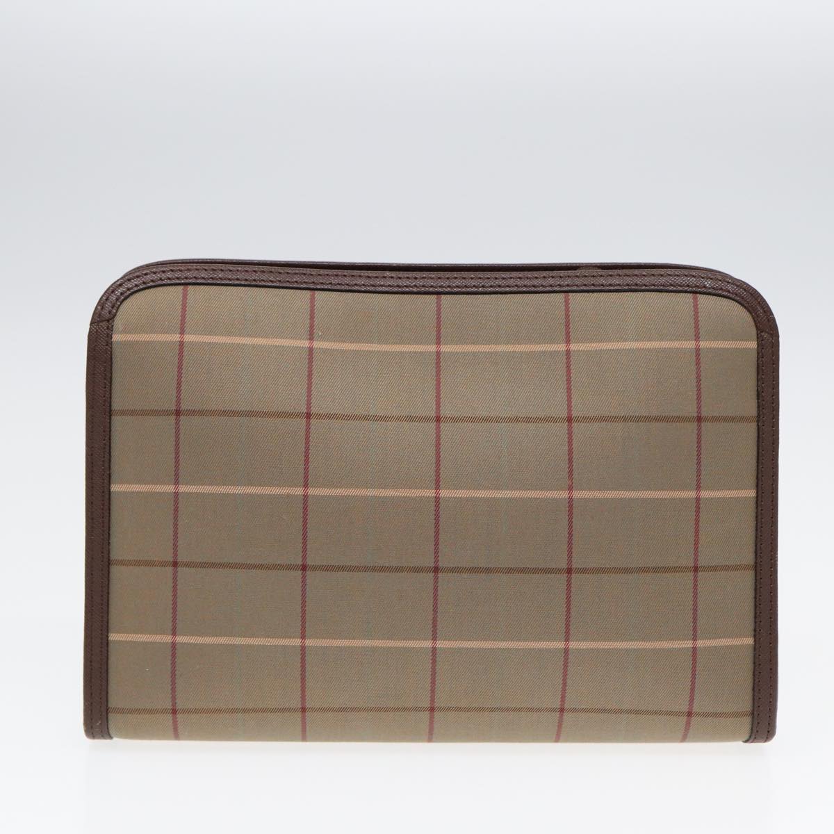 Luxury BurberrySs Nova Check Clutch Bag Canvas Leather 2Set Brown Beige Auth bs16912