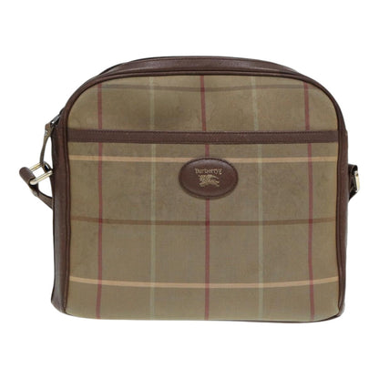 Luxury BurberrySs Nova Check Shoulder Bag Canvas Leather Brown Gold Auth bs16917