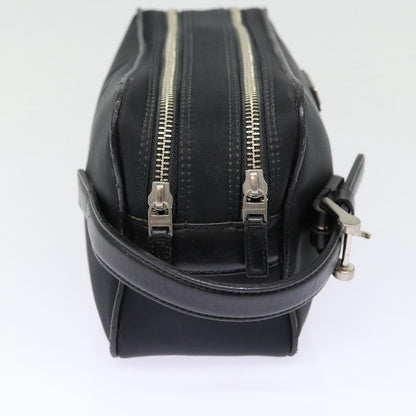Luxury Burberry Second Bag Nylon Leather Black Silver Auth bs16972