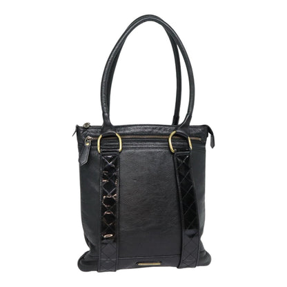Luxury Burberry Shoulder Bag Leather Black Gold Auth bs17314