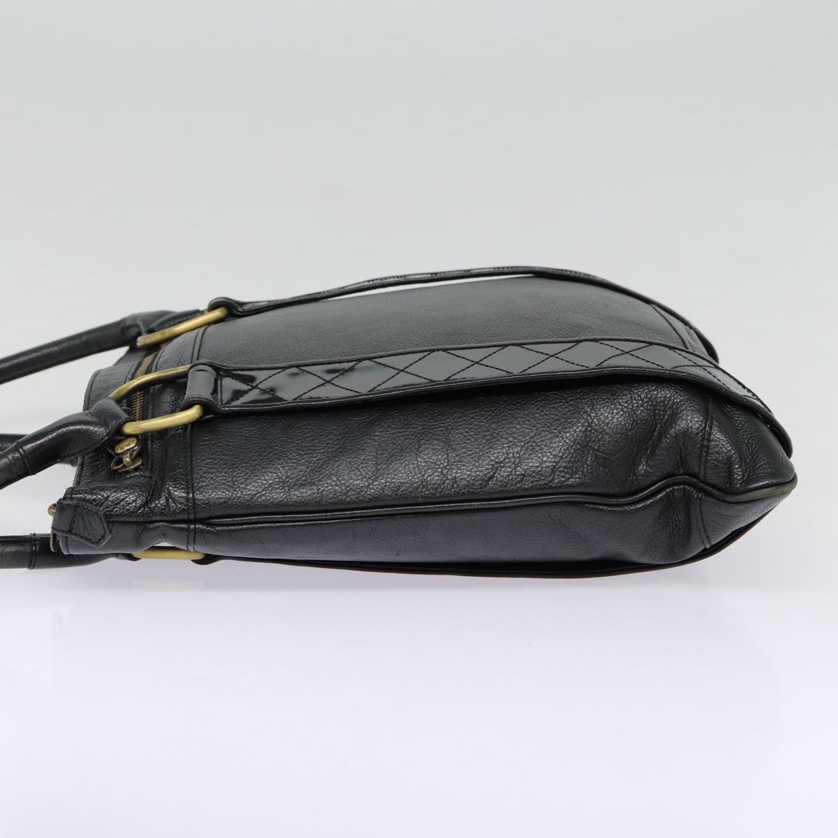 Luxury Burberry Shoulder Bag Leather Black Gold Auth bs17314