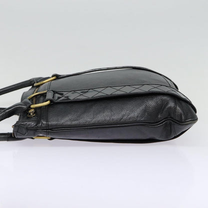 Luxury Burberry Shoulder Bag Leather Black Gold Auth bs17314