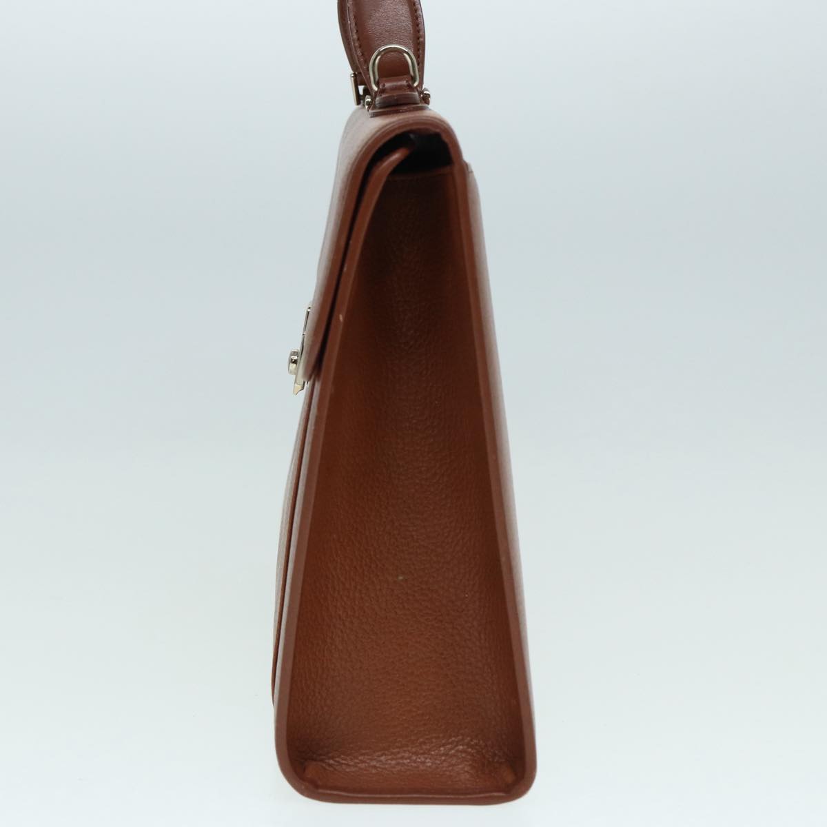 Luxury BurberrySs Hand Bag Leather 2way Brown Silver Auth bs17329