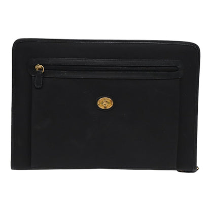 Luxury BurberrySs Clutch Bag PVC Black Gold Auth bs17440
