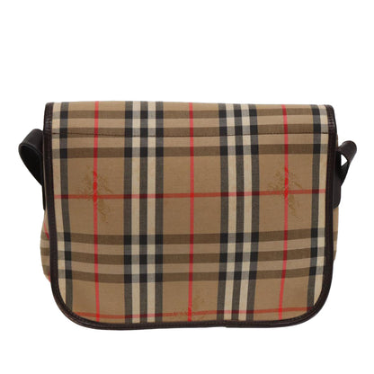 Luxury BurberrySs Nova Check Shoulder Bag Canvas Beige Gold Auth bs17481