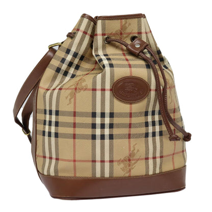 Luxury BurberrySs Nova Check Shoulder Bag PVC Beige Auth bs17637