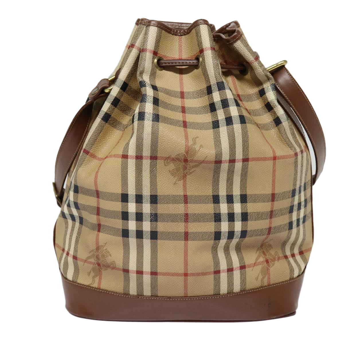 Luxury BurberrySs Nova Check Shoulder Bag PVC Beige Auth bs17637