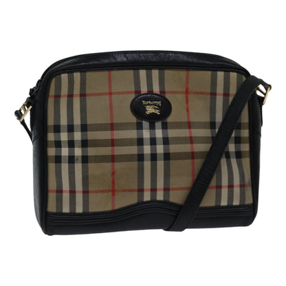 Luxury BurberrySs Nova Check Shoulder Bag Canvas Beige Gold Auth bs17696