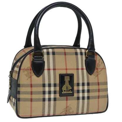 Luxury BurberrySs Nova Check Hand Bag PVC Beige Auth bs17698