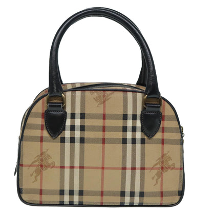 Luxury BurberrySs Nova Check Hand Bag PVC Beige Auth bs17698