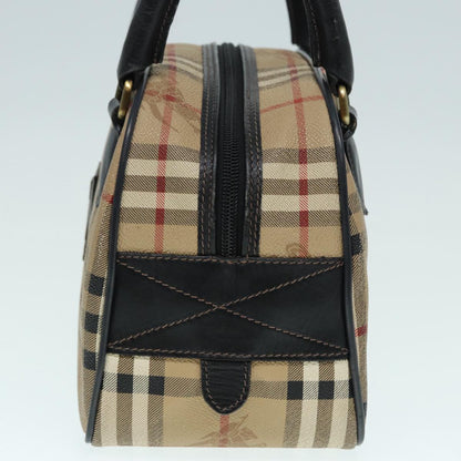 Luxury BurberrySs Nova Check Hand Bag PVC Beige Auth bs17698