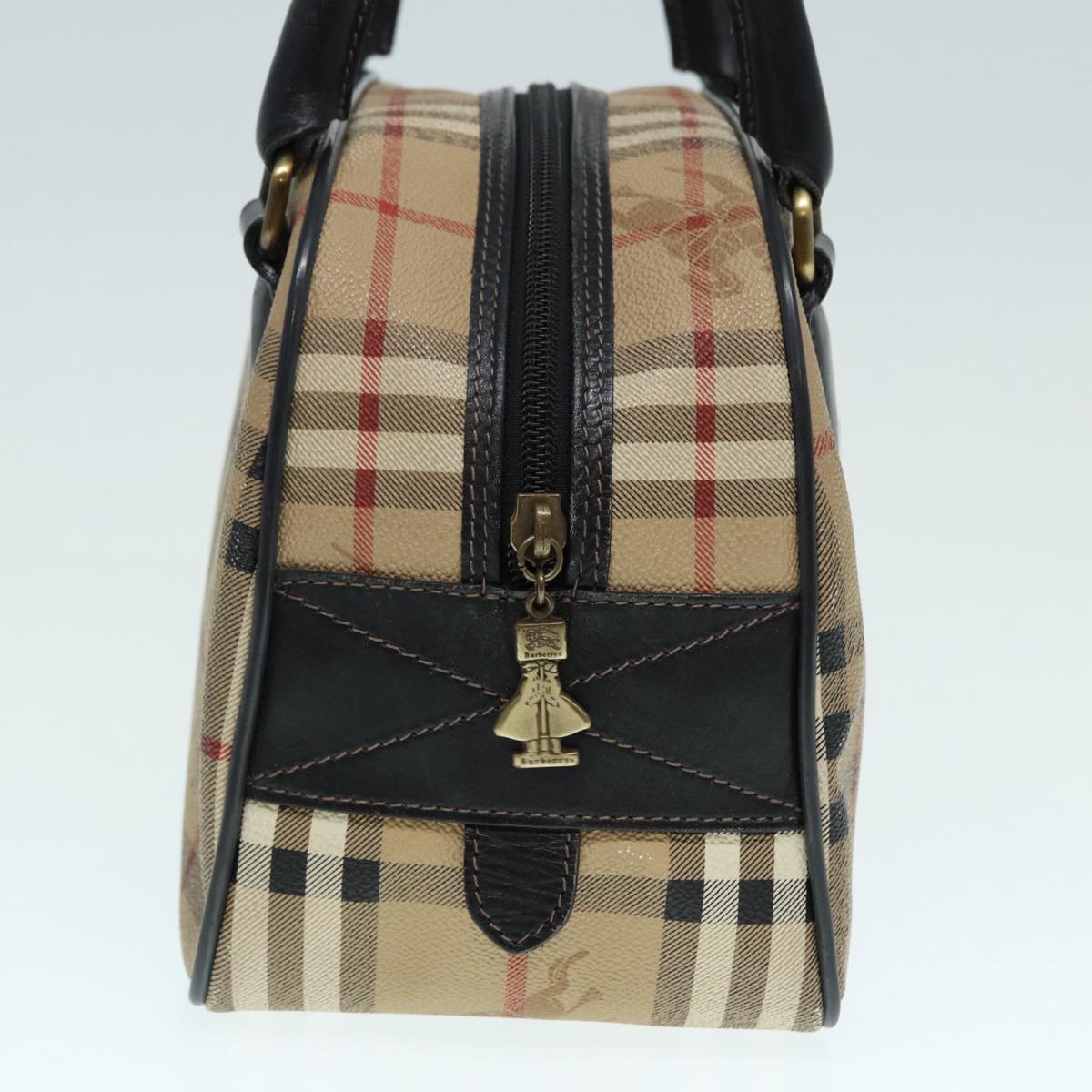 Luxury BurberrySs Nova Check Hand Bag PVC Beige Auth bs17698