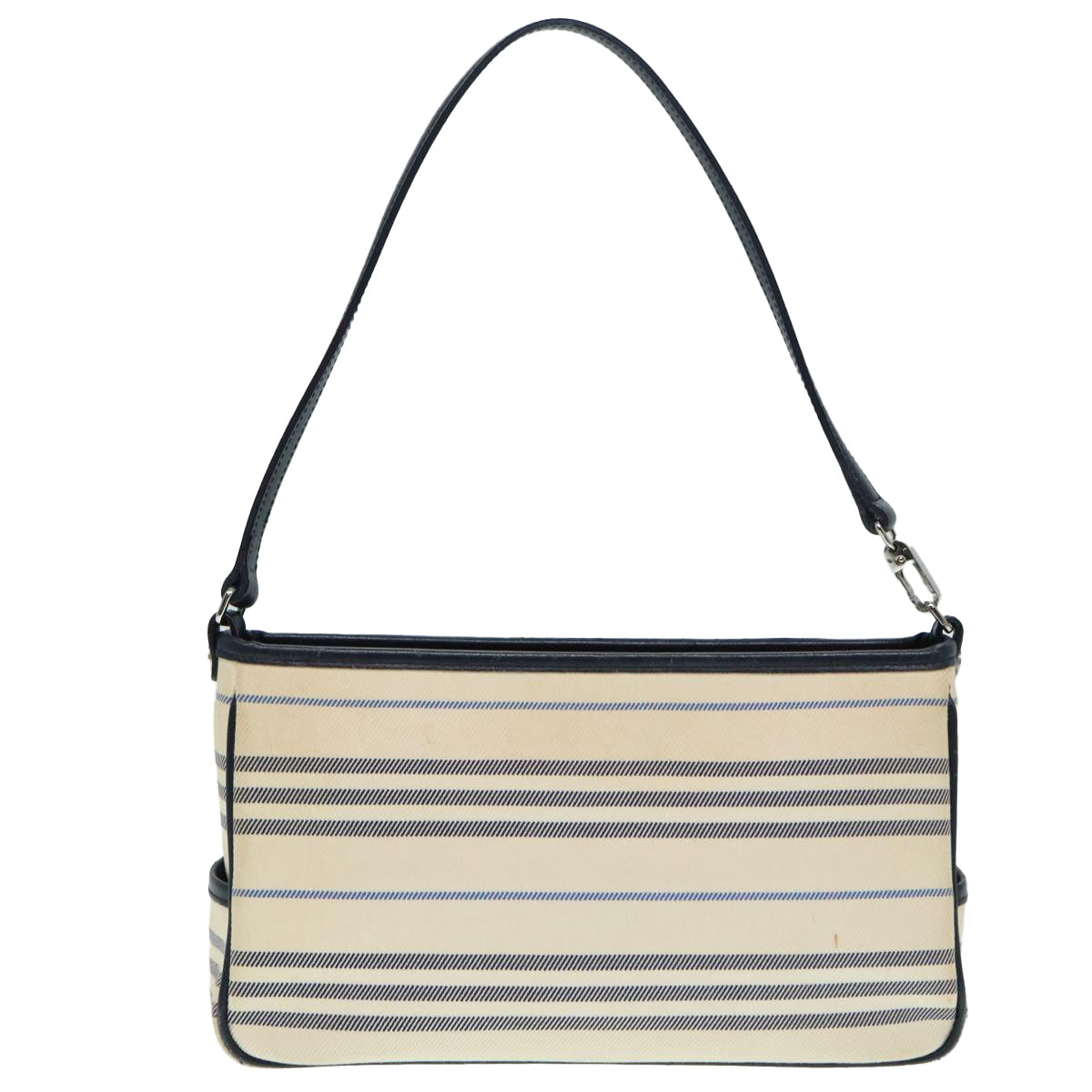 Luxury Burberry Shoulder Bag Canvas Beige Silver Auth bs17767