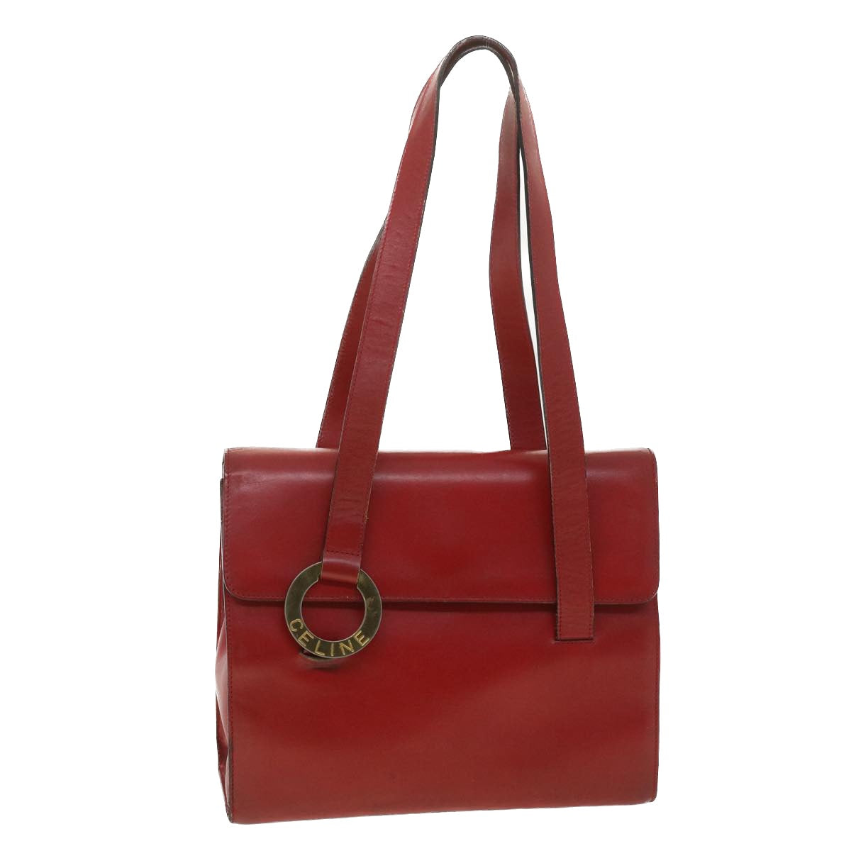 Luxury CELINE Shoulder Bag Leather Red  4297