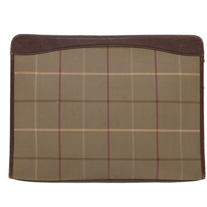 Luxury BurberrySs Nova Check Clutch Bag Nylon Beige Auth bs4852