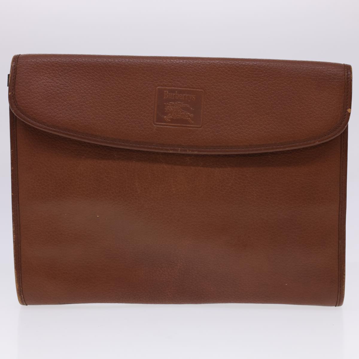 Luxury BurberrySs Clutch Bag Leather 2Set Brown Black Auth bs4863