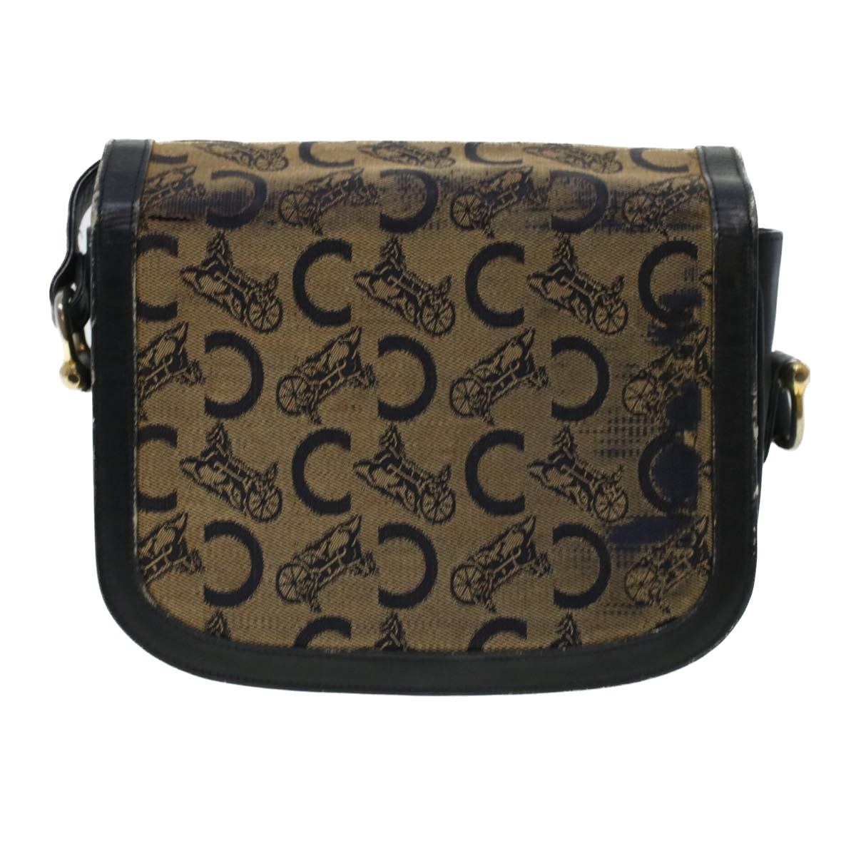 Luxury CELINE C Macadam Canvas Shoulder Bag Navy  5114