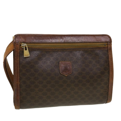 Luxury CELINE Macadam Canvas Clutch Bag PVC Leather Brown  5211