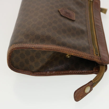 Luxury CELINE Macadam Canvas Clutch Bag PVC Leather Brown  5211