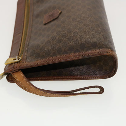 Luxury CELINE Macadam Canvas Clutch Bag PVC Leather Brown  5211