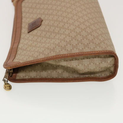 Luxury CELINE Macadam Canvas Clutch Bag PVC Leather Beige  5212