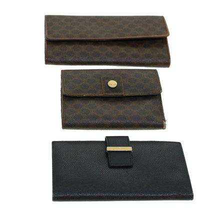 Luxury CELINE Macadam Canvas Wallet PVC Leather 3Set Brown Black  5381