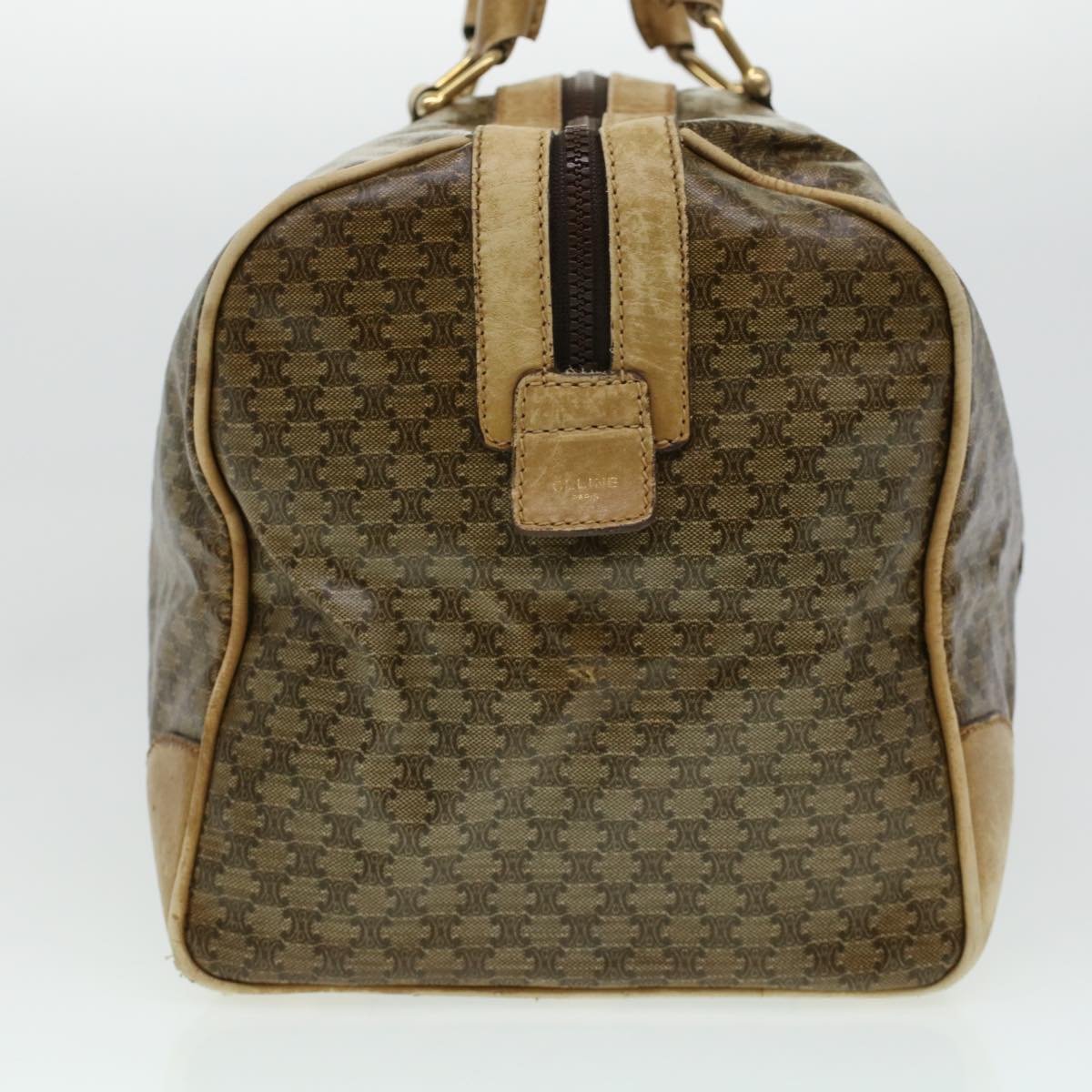 Luxury CELINE Macadam Canvas Boston Bag Beige  5458