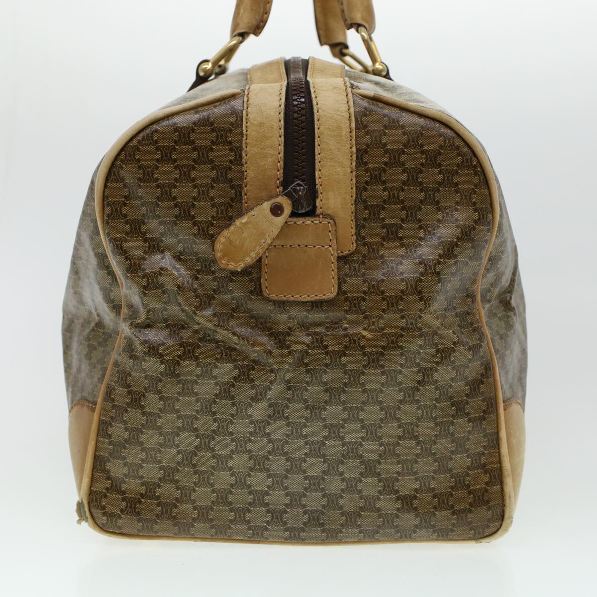 Luxury CELINE Macadam Canvas Boston Bag Beige  5458