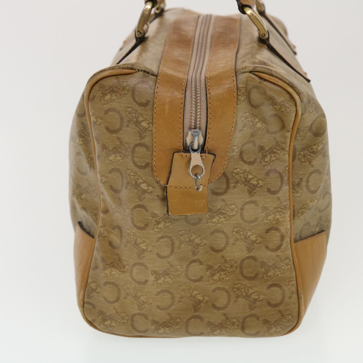 Luxury CELINE C Macadam Canvas Boston Bag Brown  5755