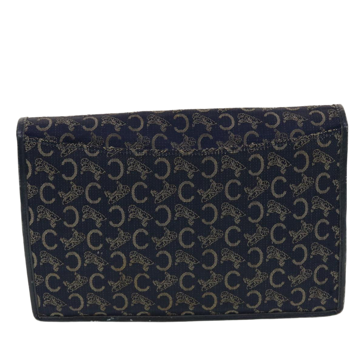 Luxury CELINE C Macadam Canvas Clutch Shoulder Bag 2Set Beige Navy  5756