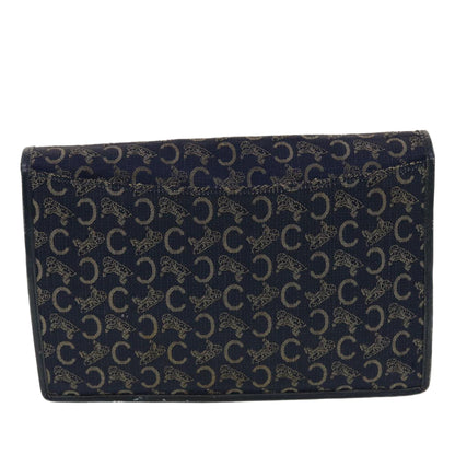 Luxury CELINE C Macadam Canvas Clutch Shoulder Bag 2Set Beige Navy  5756