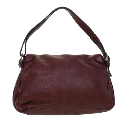 Luxury CELINE Fringe Shoulder Bag Leather Red  5797