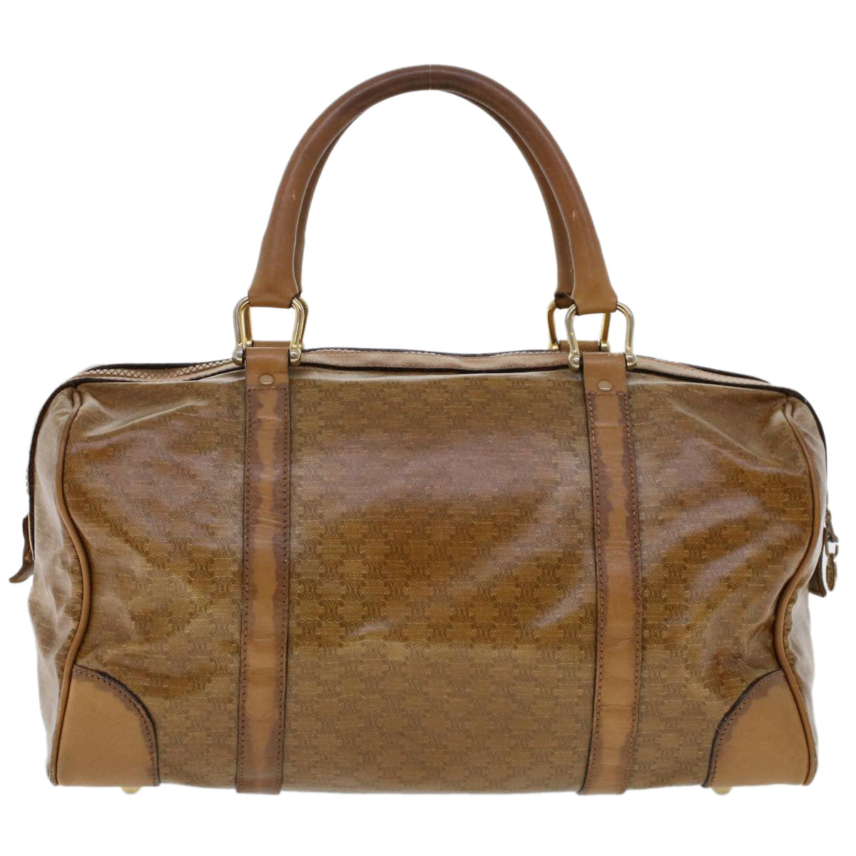 Luxury CELINE Macadam Canvas Boston Bag Coated Canvas Brown  6013