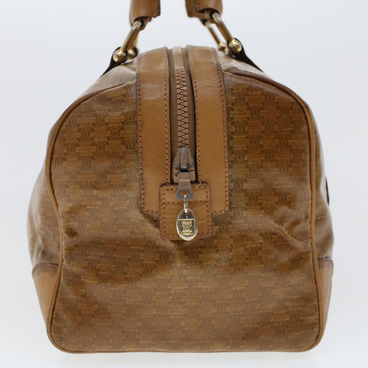Luxury CELINE Macadam Canvas Boston Bag Coated Canvas Brown  6013