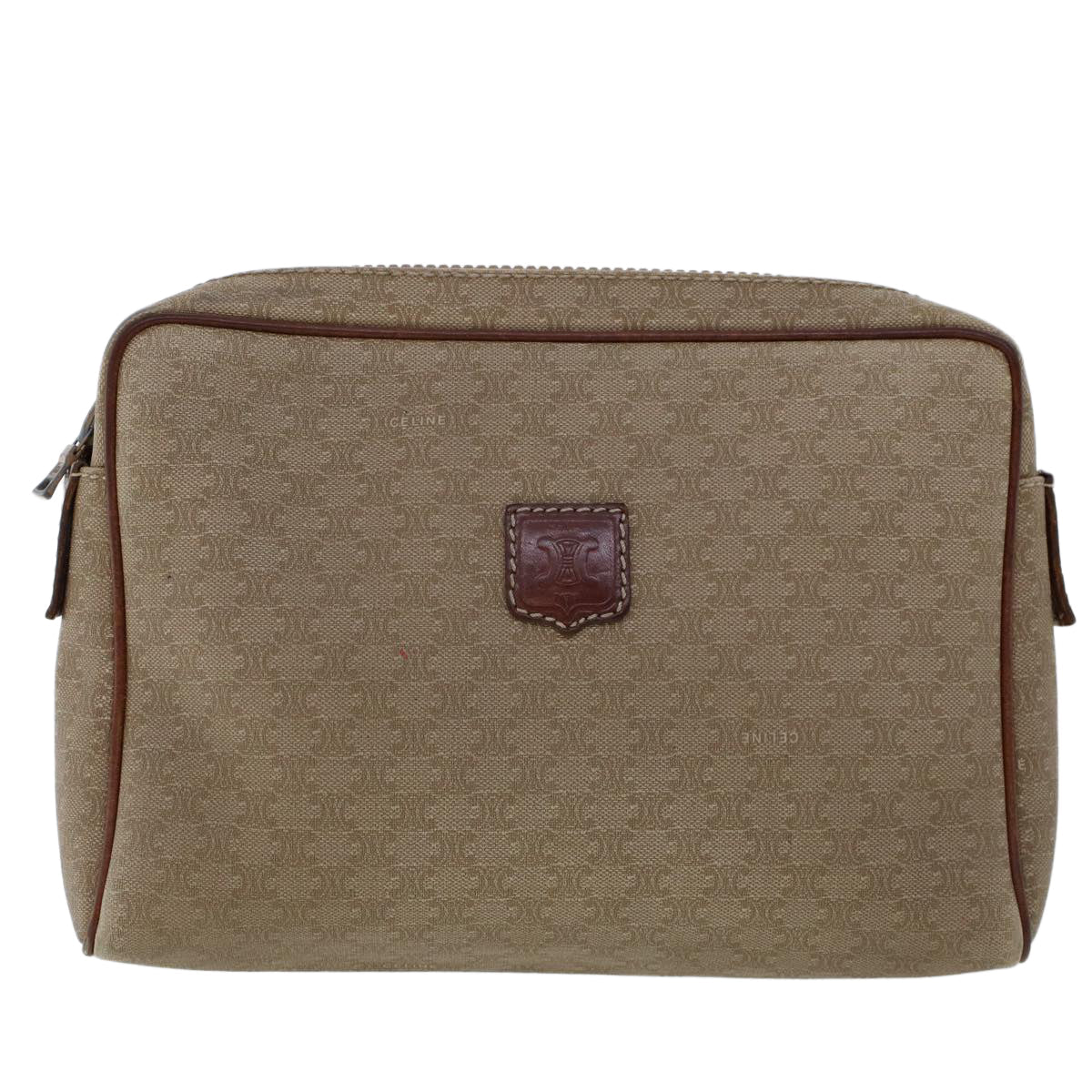 Luxury CELINE Macadam Canvas Clutch Bag PVC Leather 2Set Beige Brown  6264