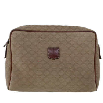 Luxury CELINE Macadam Canvas Clutch Bag PVC Leather 2Set Beige Brown  6264