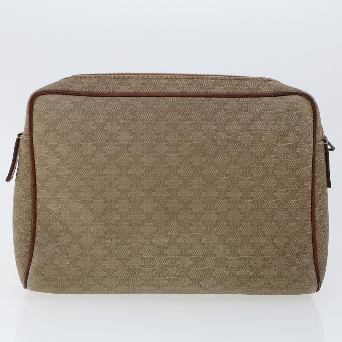 Luxury CELINE Macadam Canvas Clutch Bag PVC Leather 2Set Beige Brown  6264