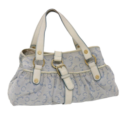 Luxury CELINE Paris Macadam Shoulder Bag Canvas Blue Whe  6303